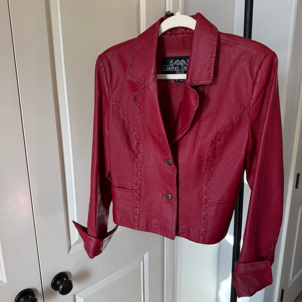 Vintage Leather Cropped Jacket Whipstitch WesternBoho Festival Anthro Style S